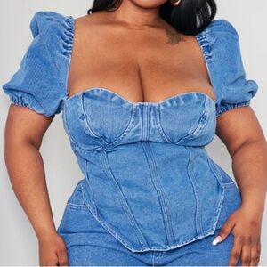 PLUS Denim Corset Top